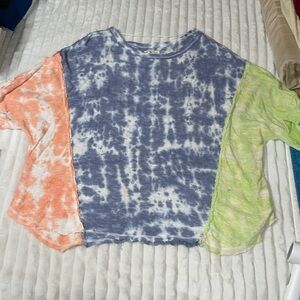 Free People Multicolor Tie-Dye Short Sleeve Tee